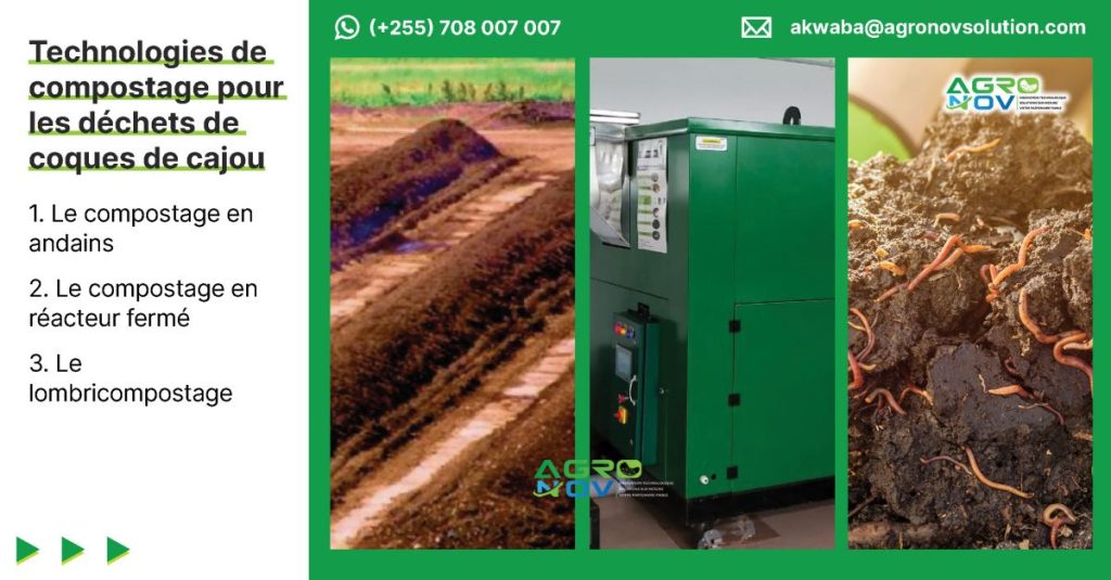 Technologies de compostage pour les déchets de coques de cajou